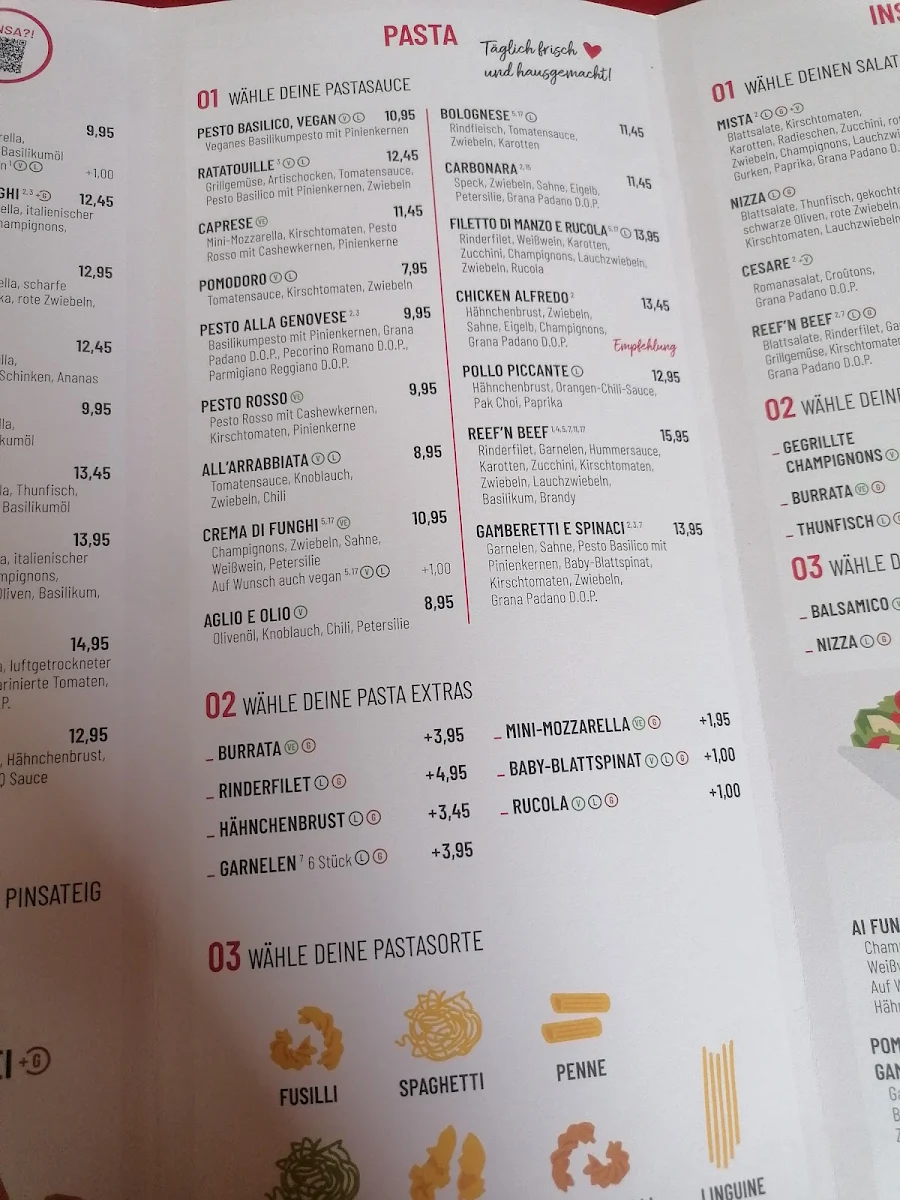 Speisekarte, VAPIANO Göttingen Weender Landstraße