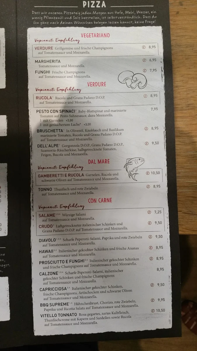 Speisekarte, VAPIANO Göttingen Weender Landstraße