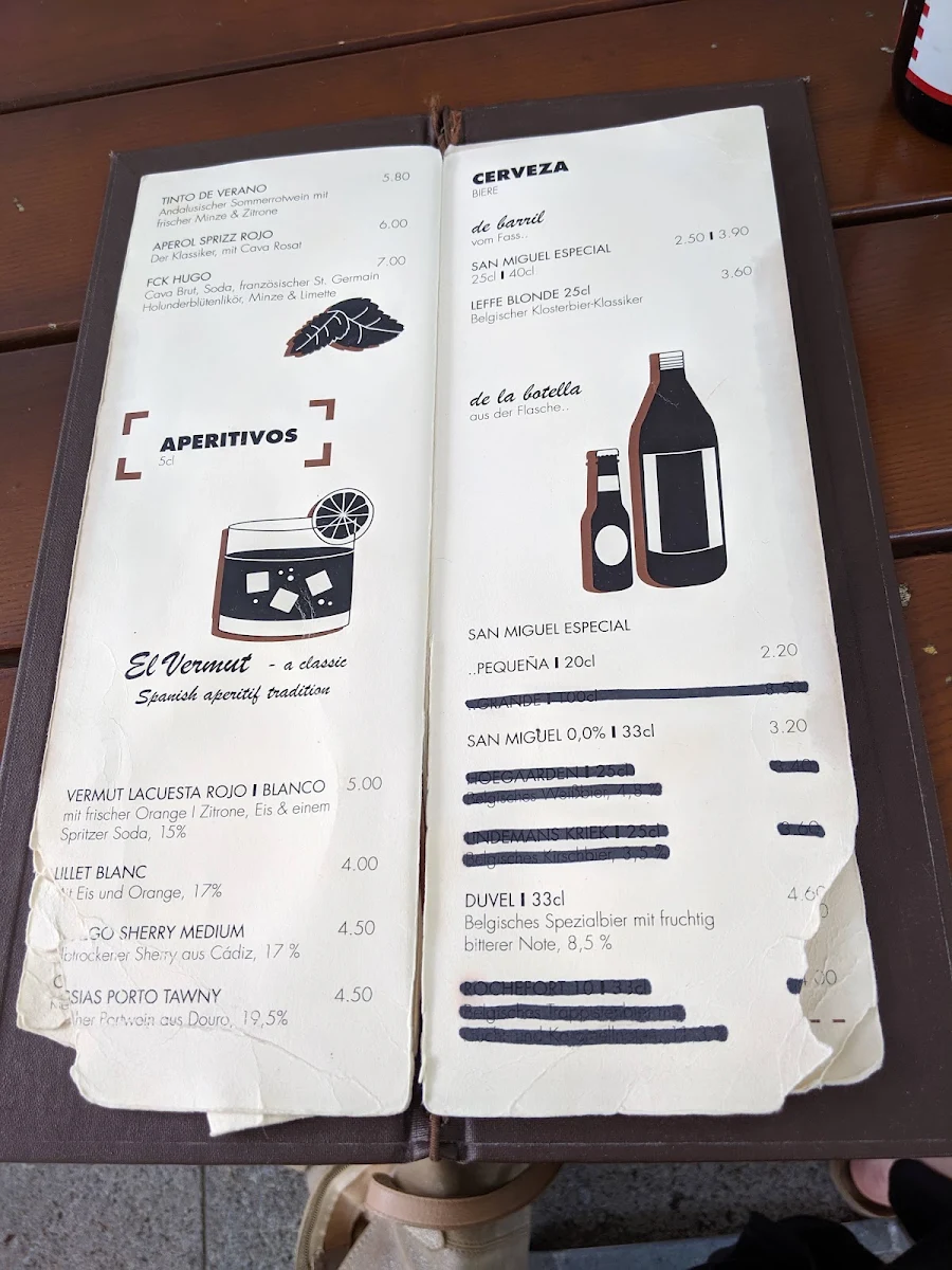 Speisekarte, Badalona Bar