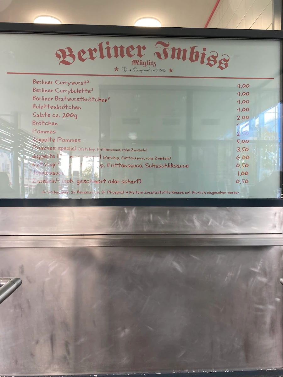 Speisekarte, Berliner Imbiss Klemensplatz