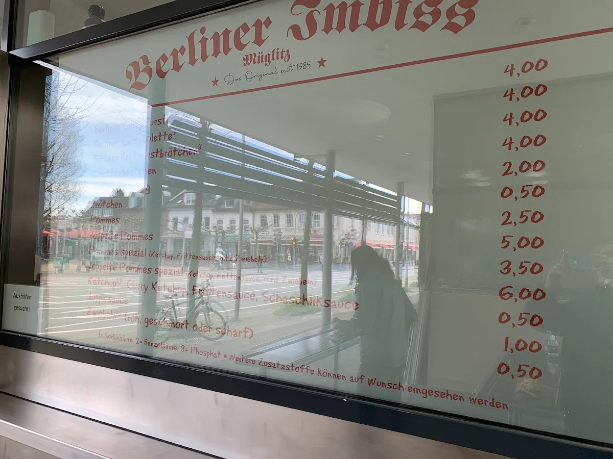 Speisekarte, Berliner Imbiss Klemensplatz