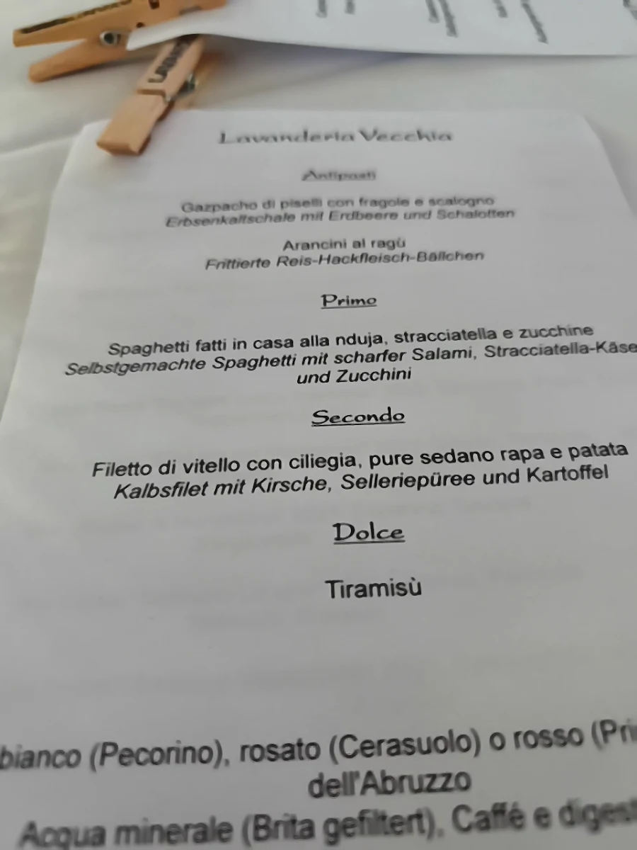 Speisekarte, Lavanderia Vecchia
