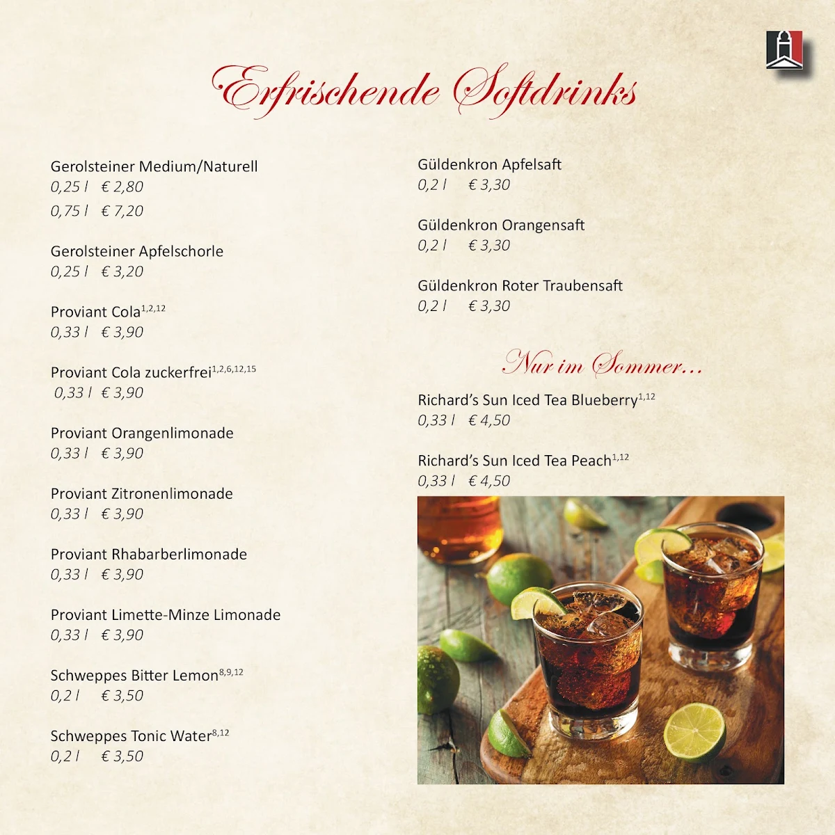 Speisekarte, Flammkuchen Restaurant Bergische Stube