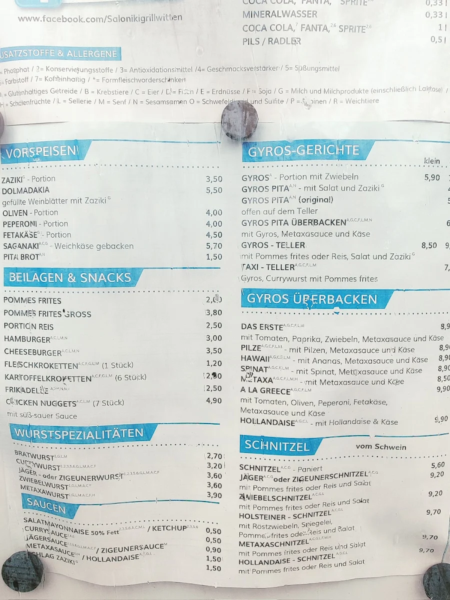 Speisekarte, Saloniki Grill - Witten