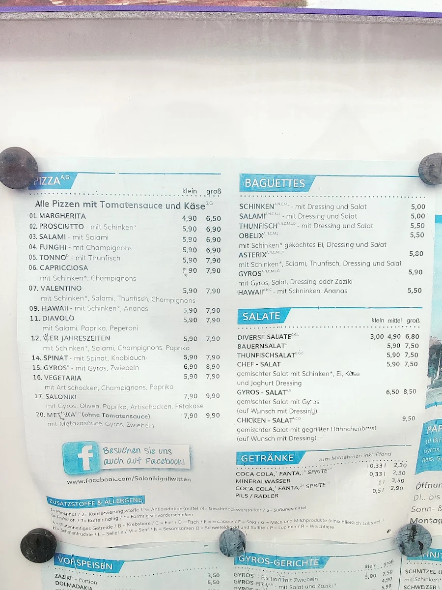 Speisekarte, Saloniki Grill - Witten