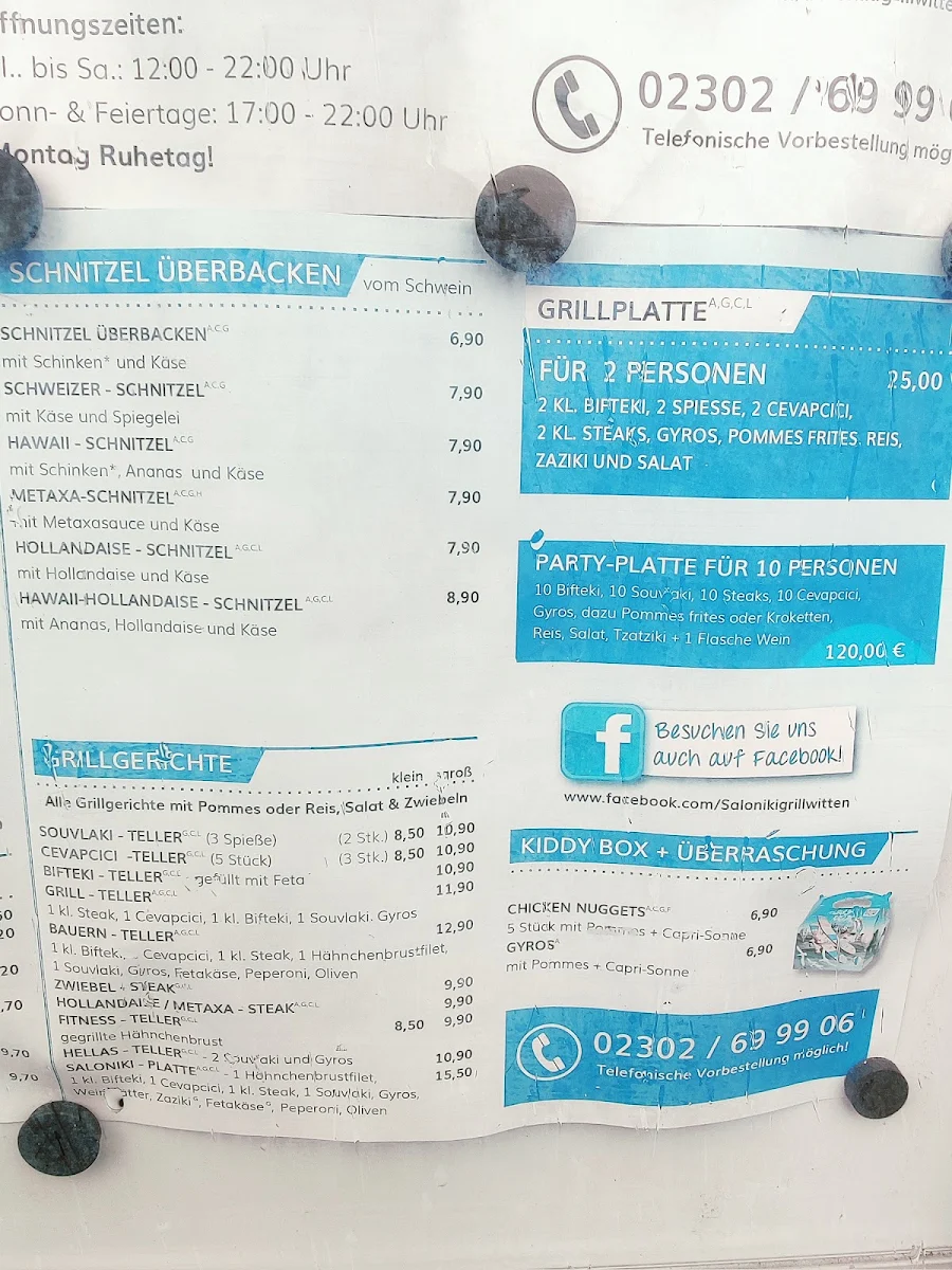 Speisekarte, Saloniki Grill - Witten