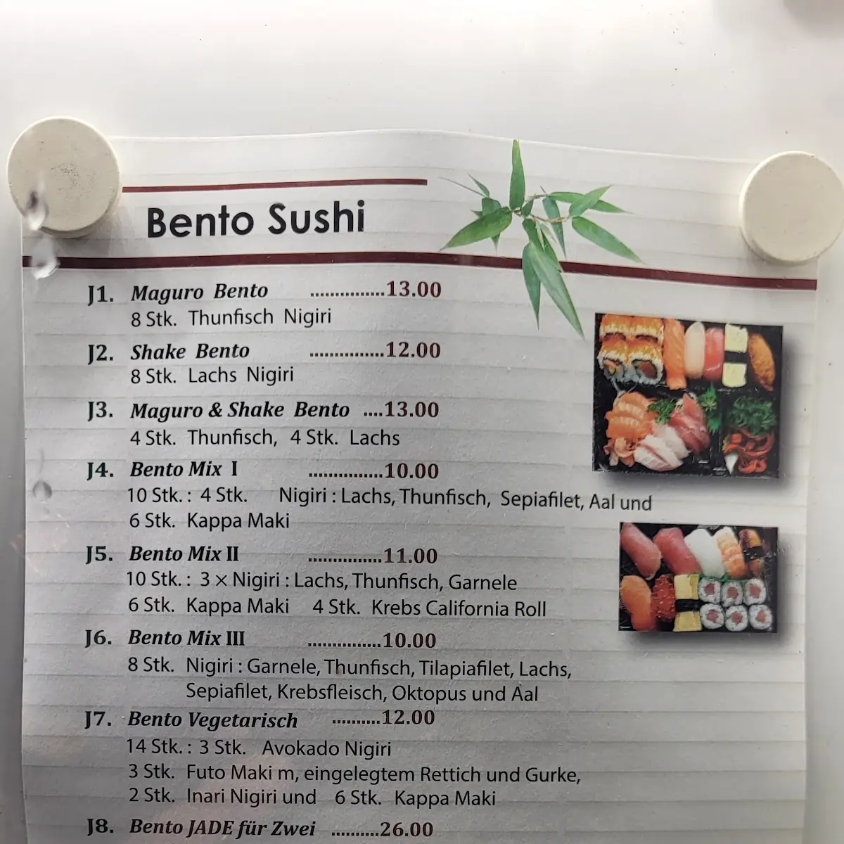 Speisekarte, Jade Running-Sushi Restaurant