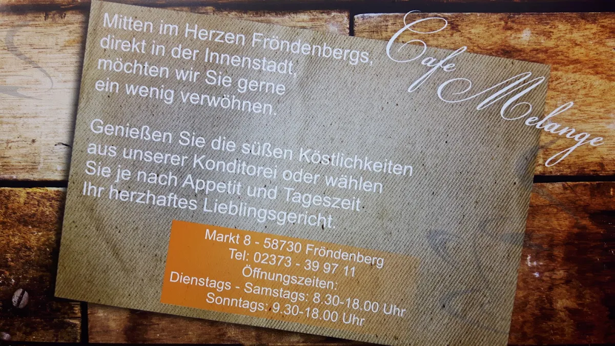 Speisekarte, Café Melange Fröndenberg/Ruhr