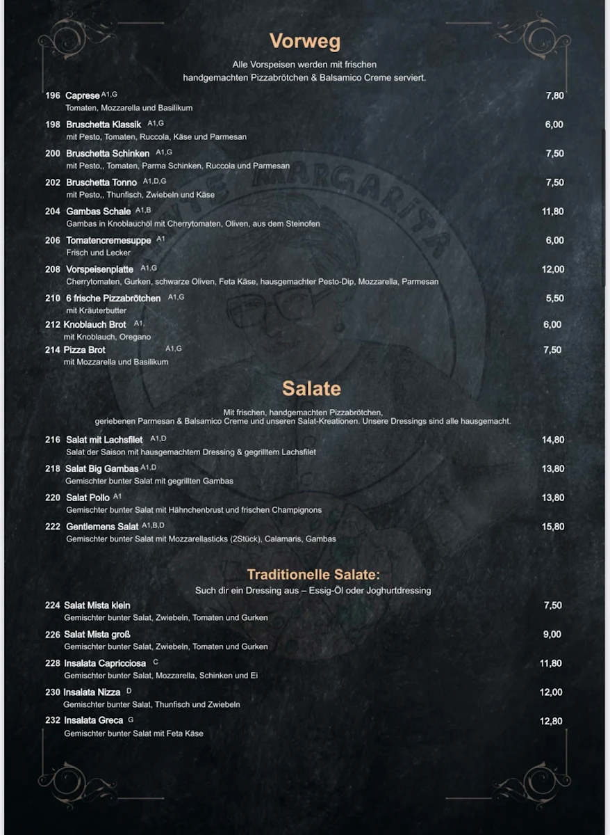 Speisekarte, Pizzeria Tante Margarita