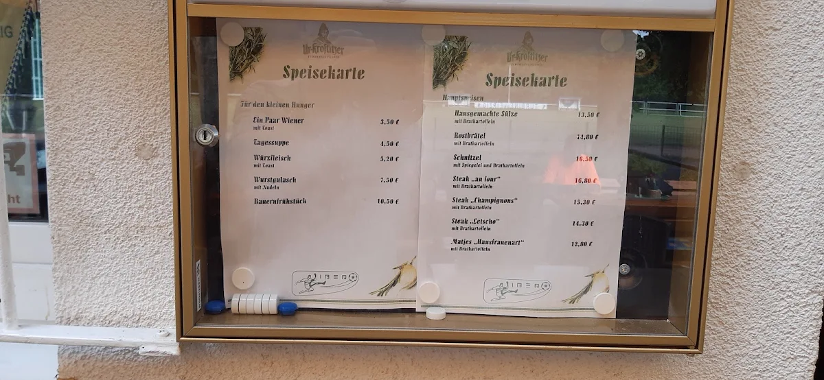 Speisekarte, Gaststätte Libero bei Turbine Leipzig e.V.