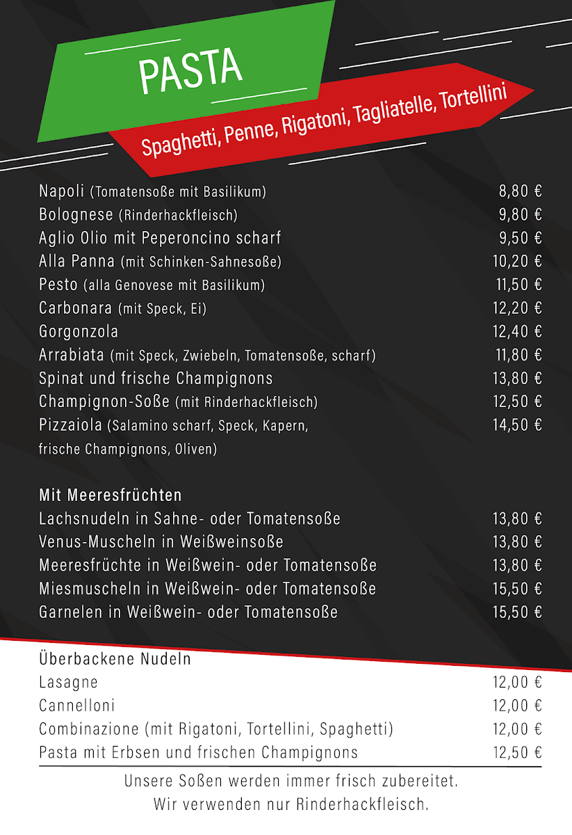 Speisekarte, FC Neibsheim Clubhaus