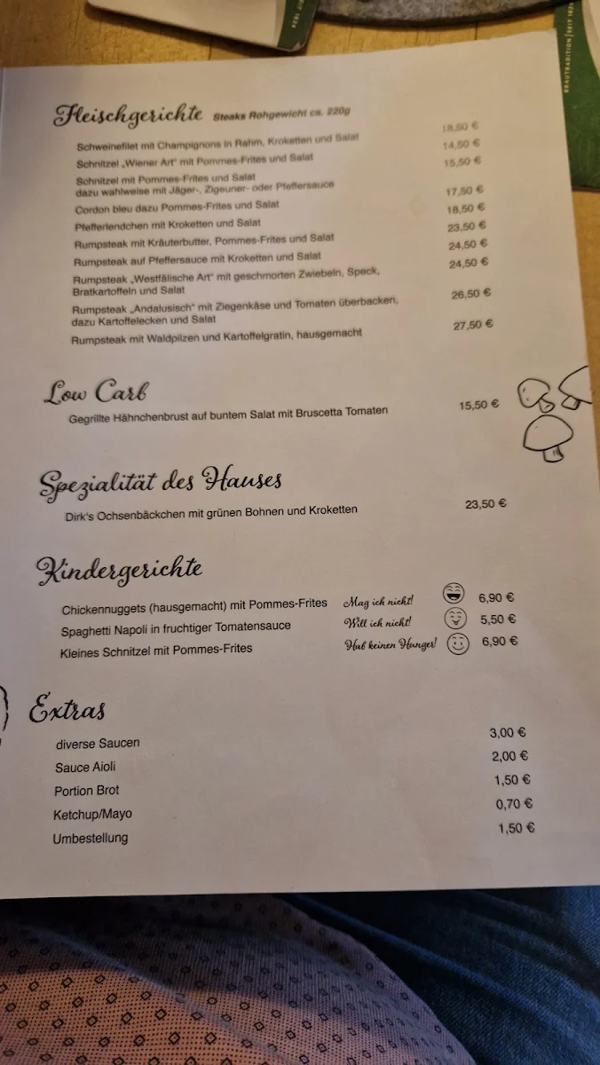Speisekarte, Restaurant Kaiserhof bei Sandra und Dirk und Vest im Revier GmbH