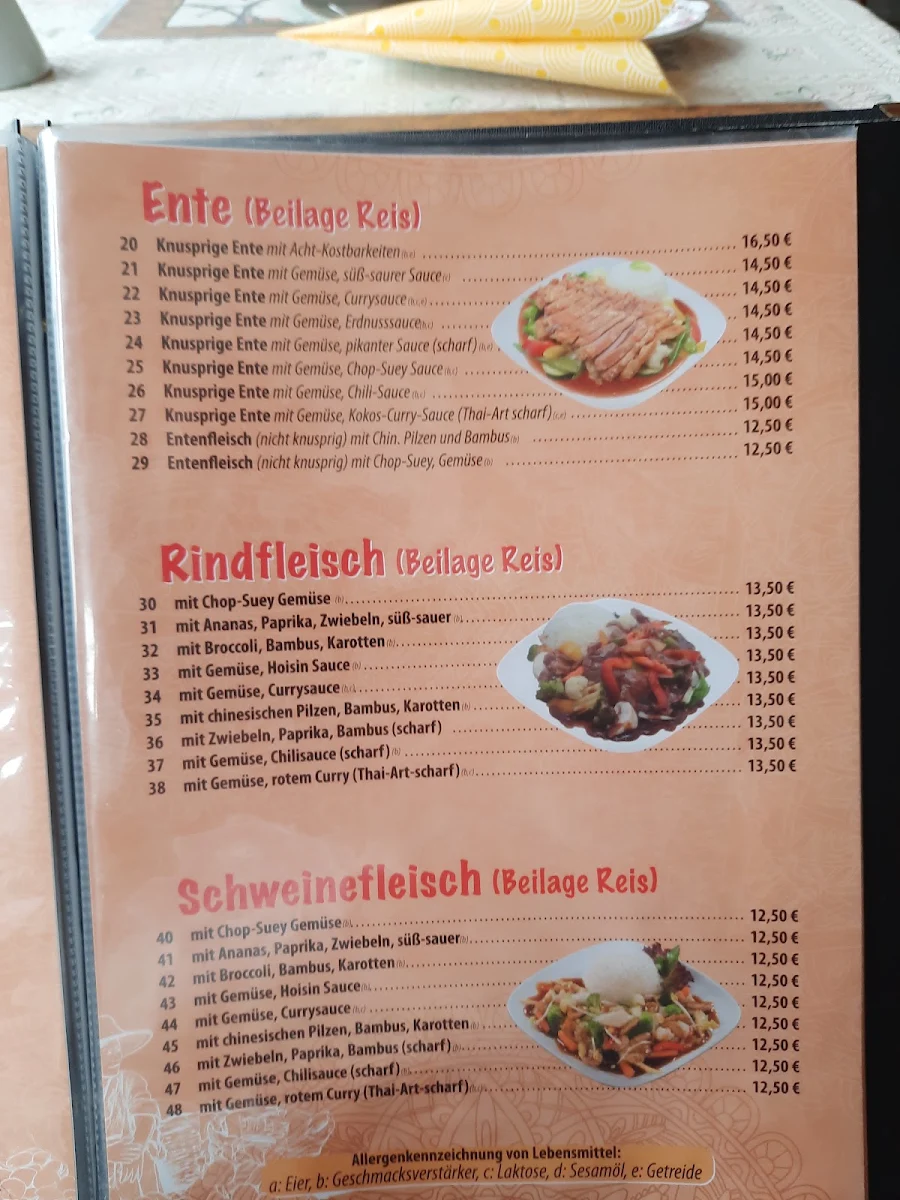 Speisekarte, Xin Chao Restaurant