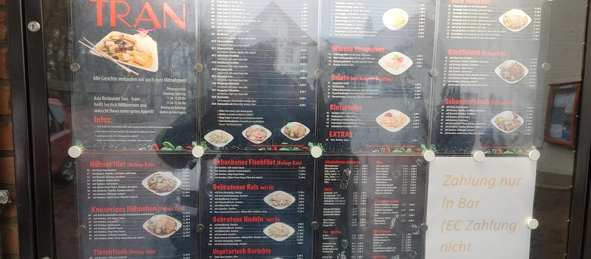 Speisekarte, Xin Chao Restaurant