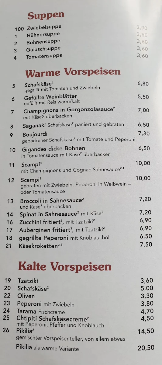 Speisekarte, Restaurant Akropolis