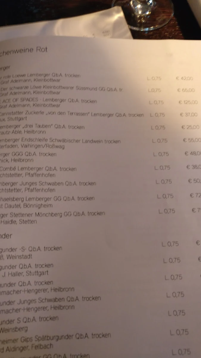 Speisekarte, Goldener Adler