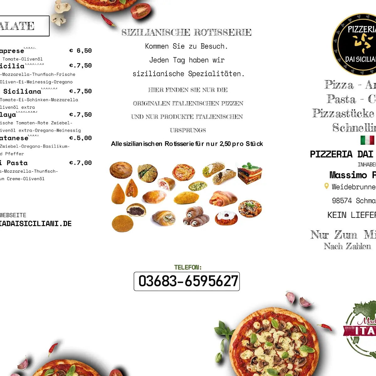 Speisekarte, Pizzeria Dai Siciliani