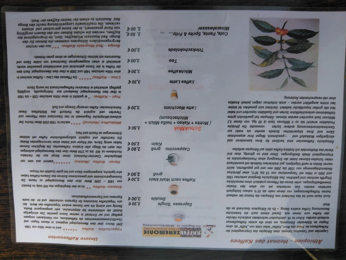 Speisekarte, Kaffeezeremonie