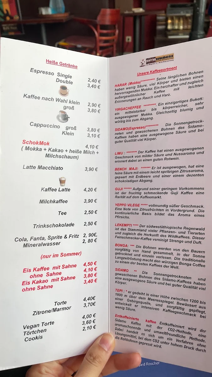 Speisekarte, Kaffeezeremonie