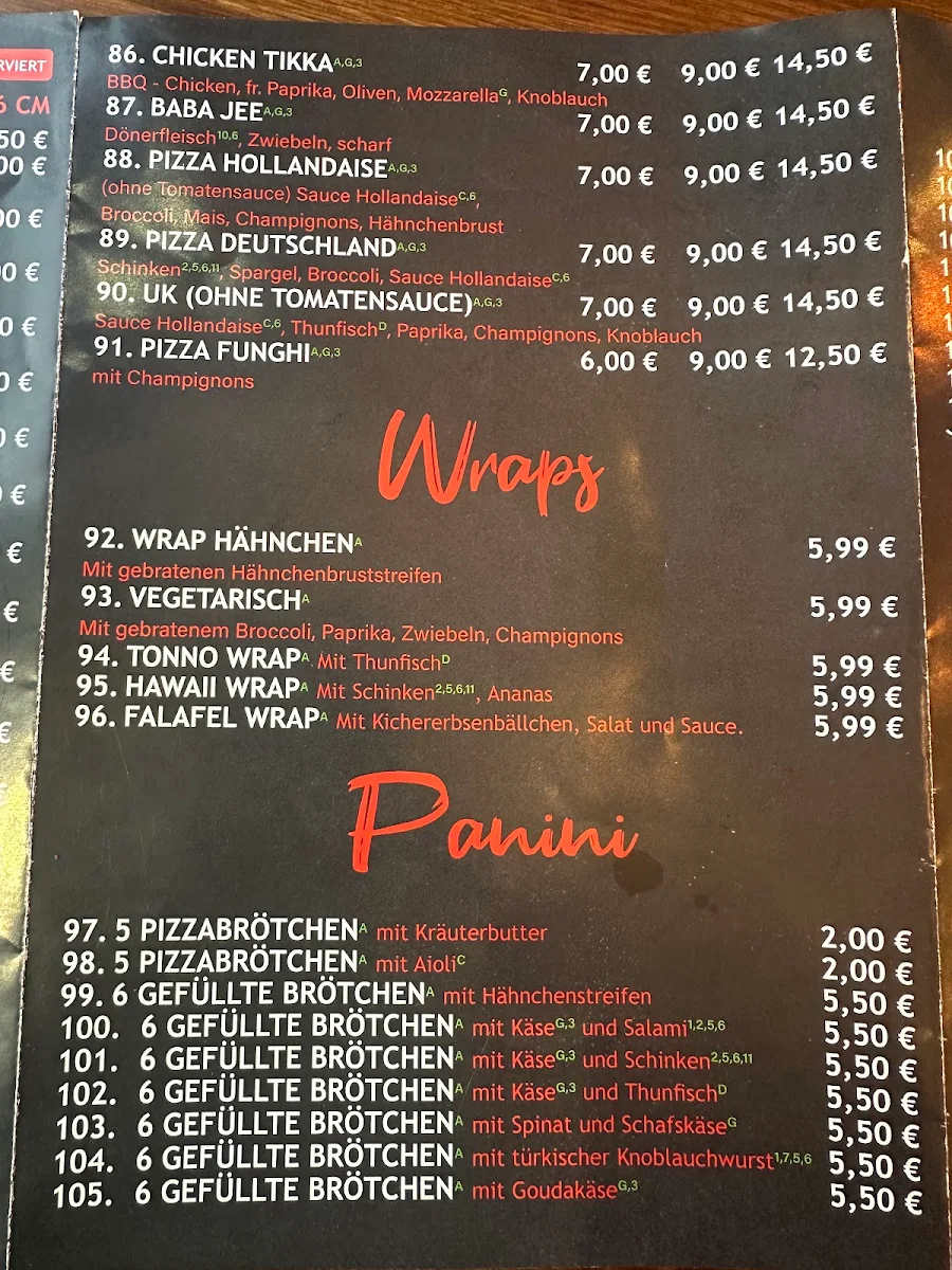 Speisekarte, Big one Bite