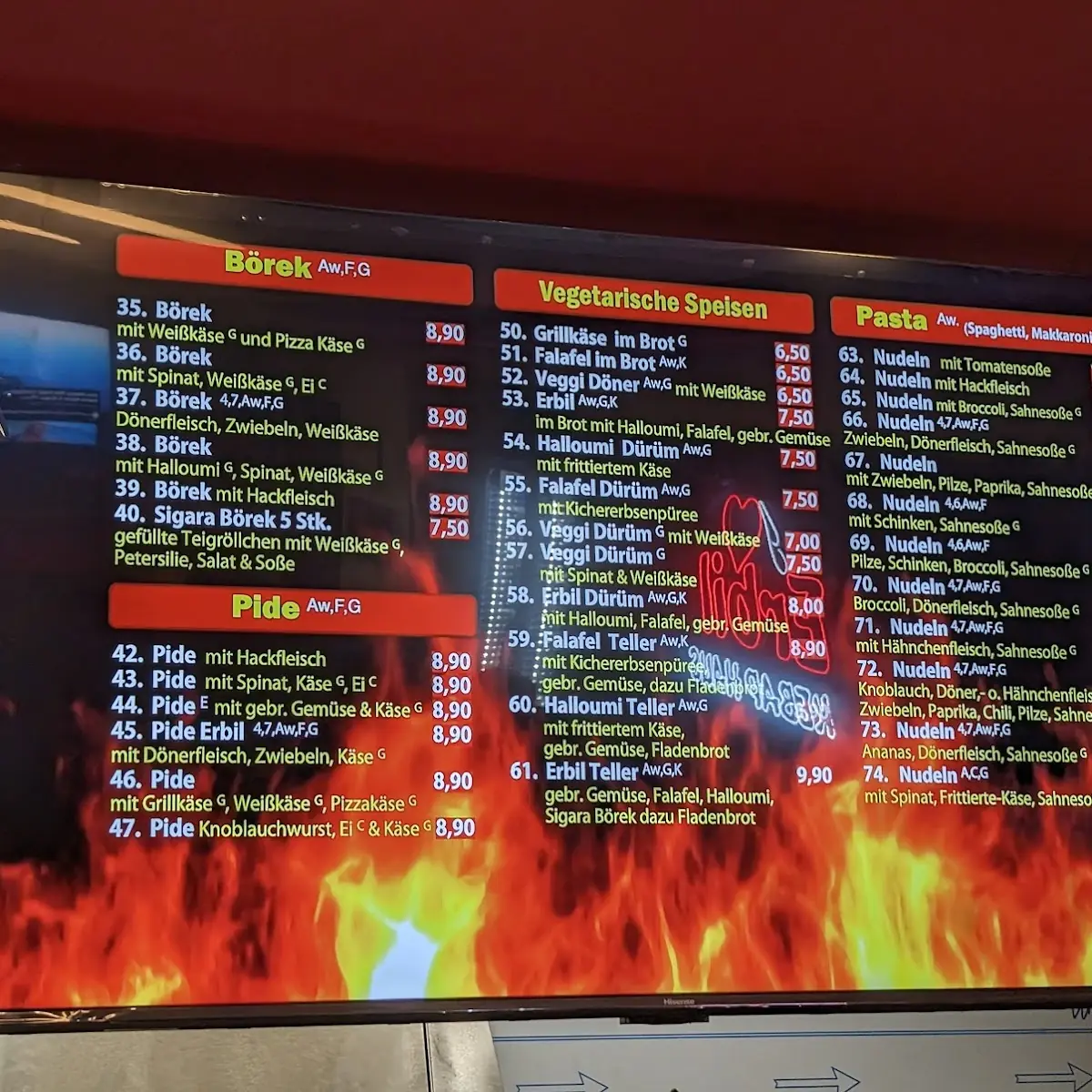 Speisekarte, Arbil Kebap Haus