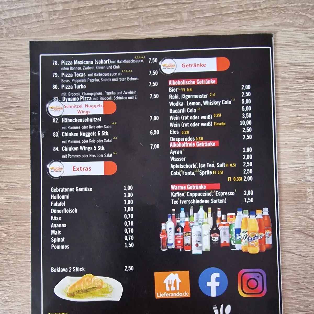 Speisekarte, Arbil Kebap Haus