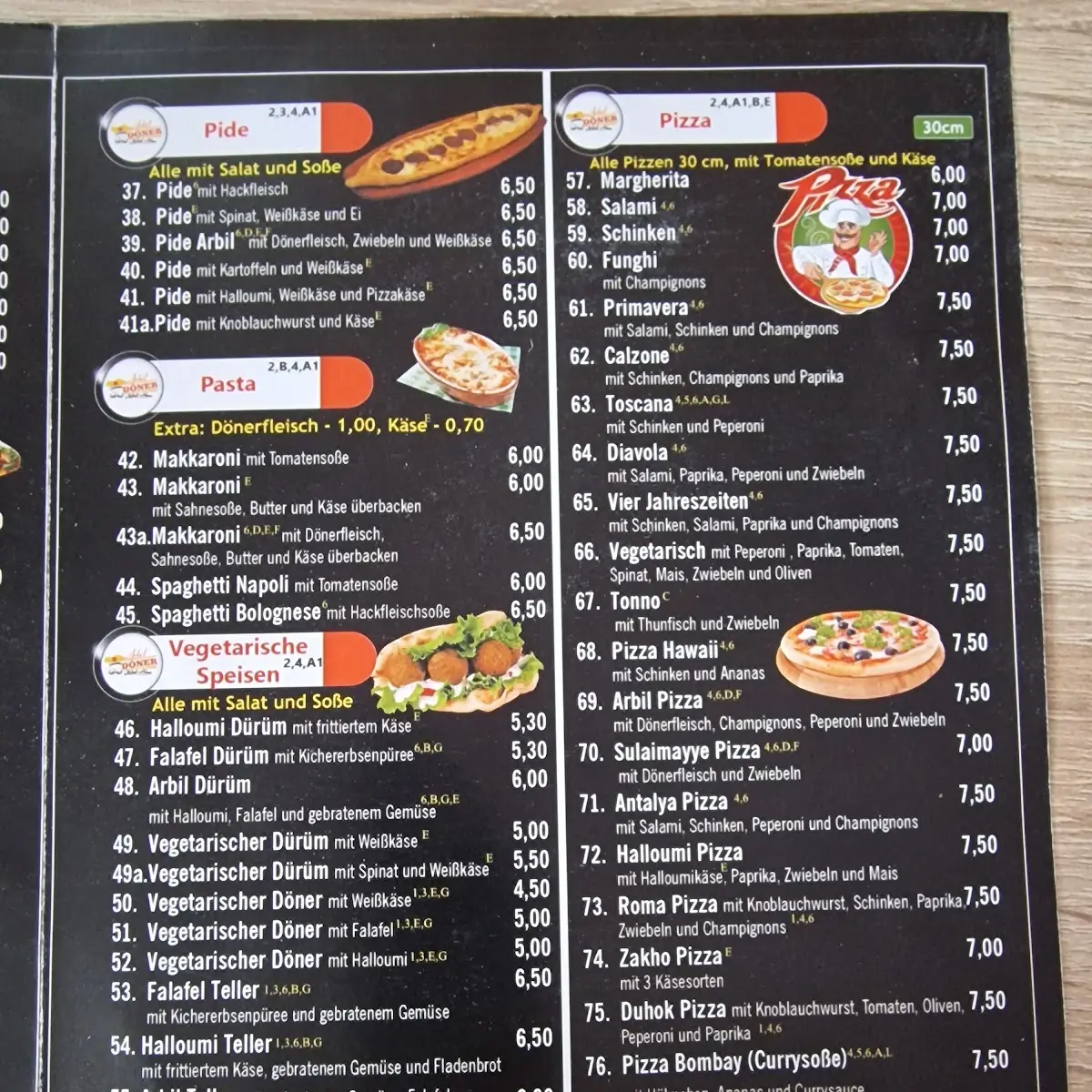 Speisekarte, Arbil Kebap Haus