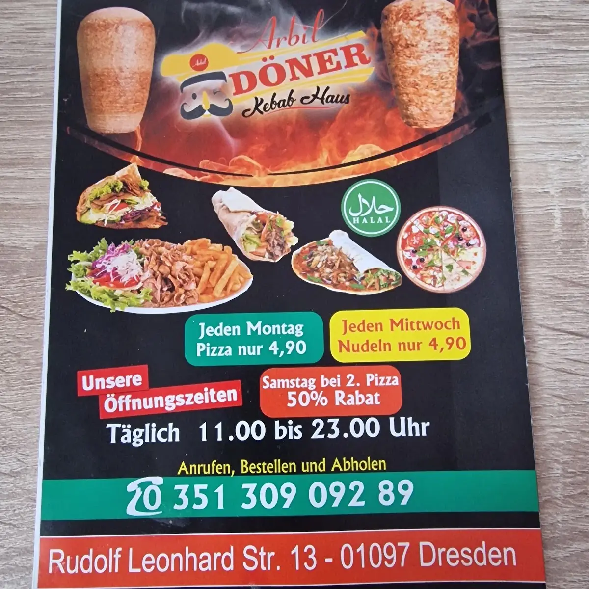 Speisekarte, Arbil Kebap Haus