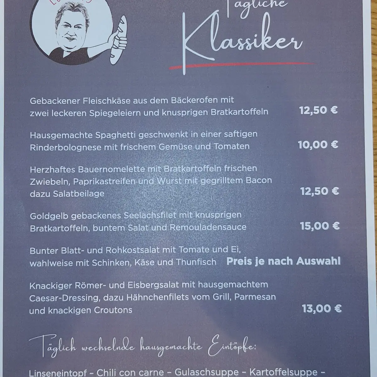 Speisekarte, Bäckerant Backhaus Lüning