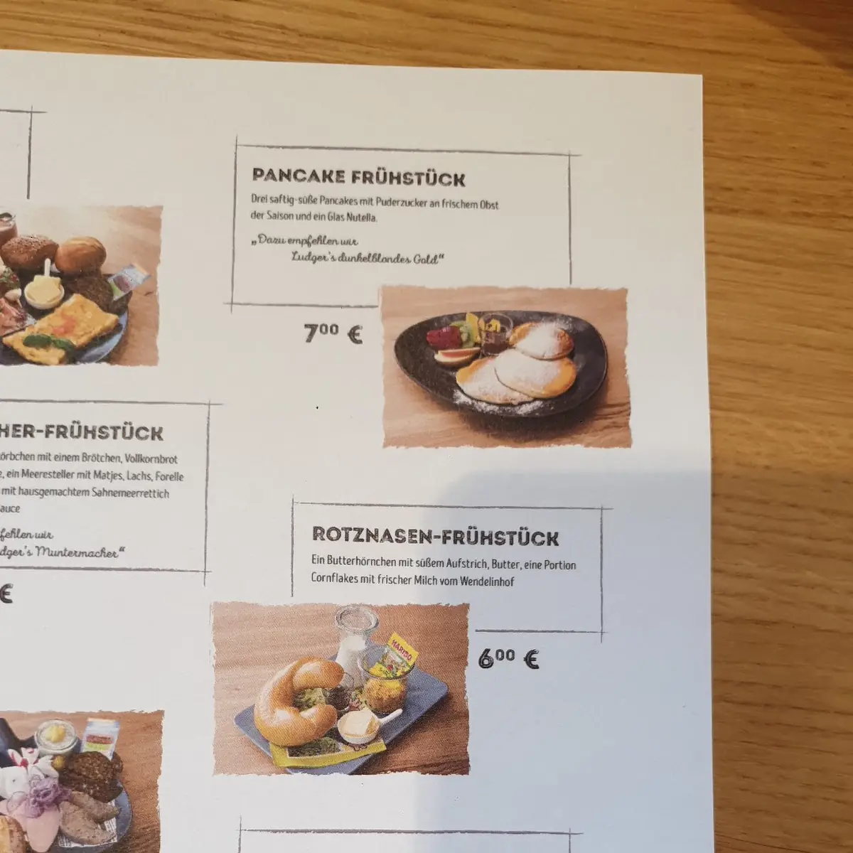Speisekarte, Bäckerant Backhaus Lüning