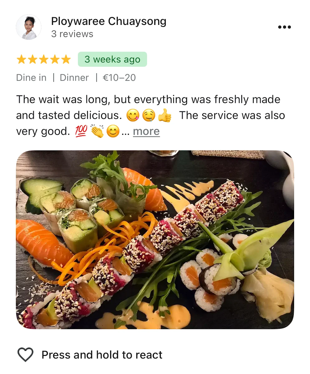 Speisekarte, Kokoro Sushi & Asia Restaurant