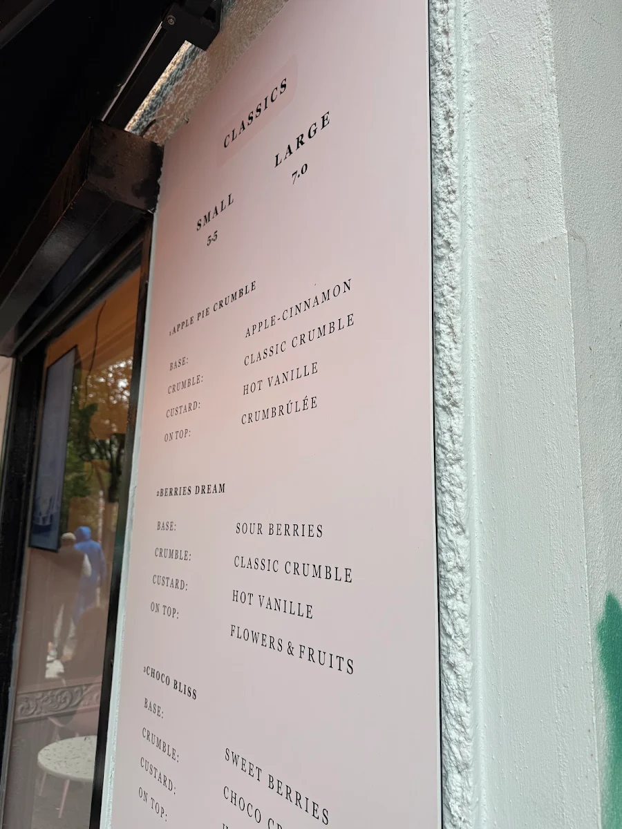 Speisekarte, CRUMBLE BAR