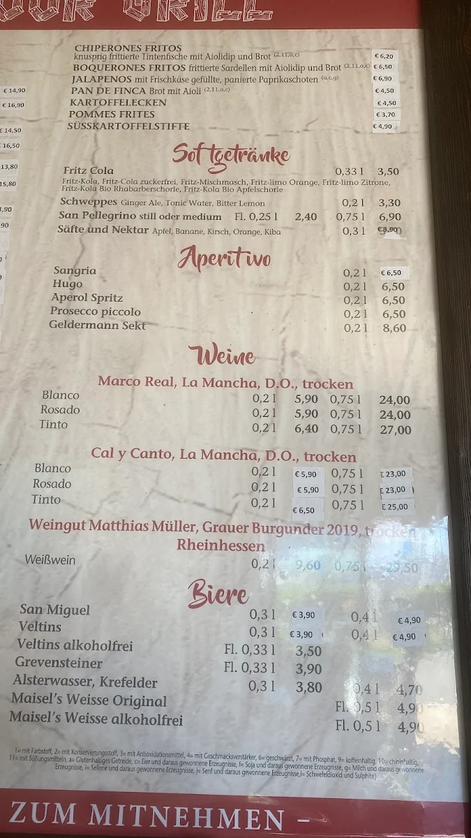Speisekarte, Harbour Grill