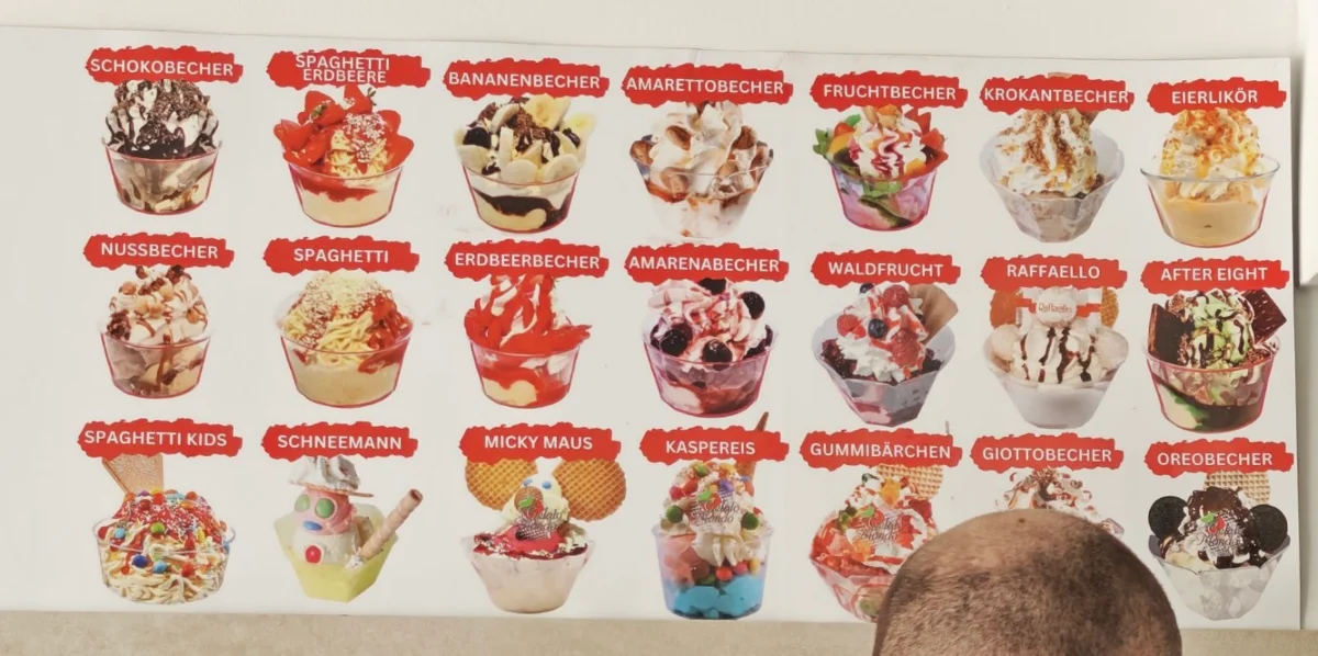 Speisekarte, Gelato Mondo