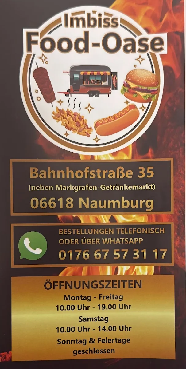 Speisekarte, Imbiss Food-Oase