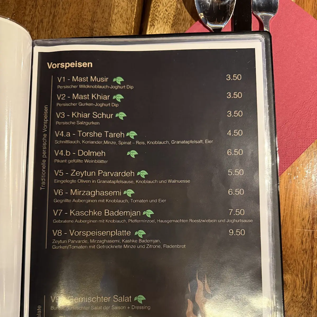 Speisekarte, Pooneh Grill