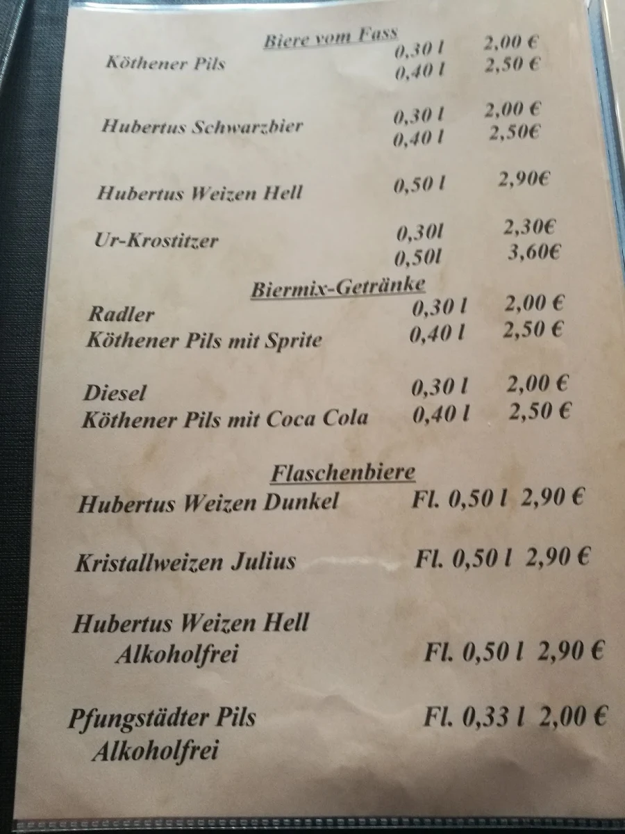 Speisekarte, Zur Deutschen Friedenseiche