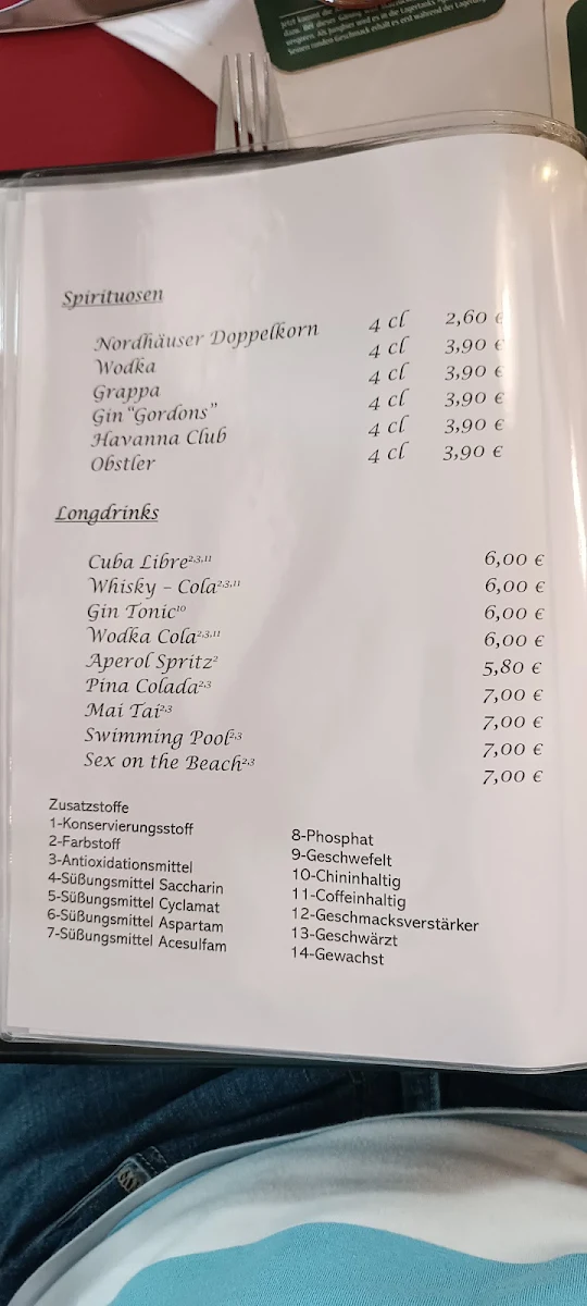 Speisekarte, Zur Deutschen Friedenseiche