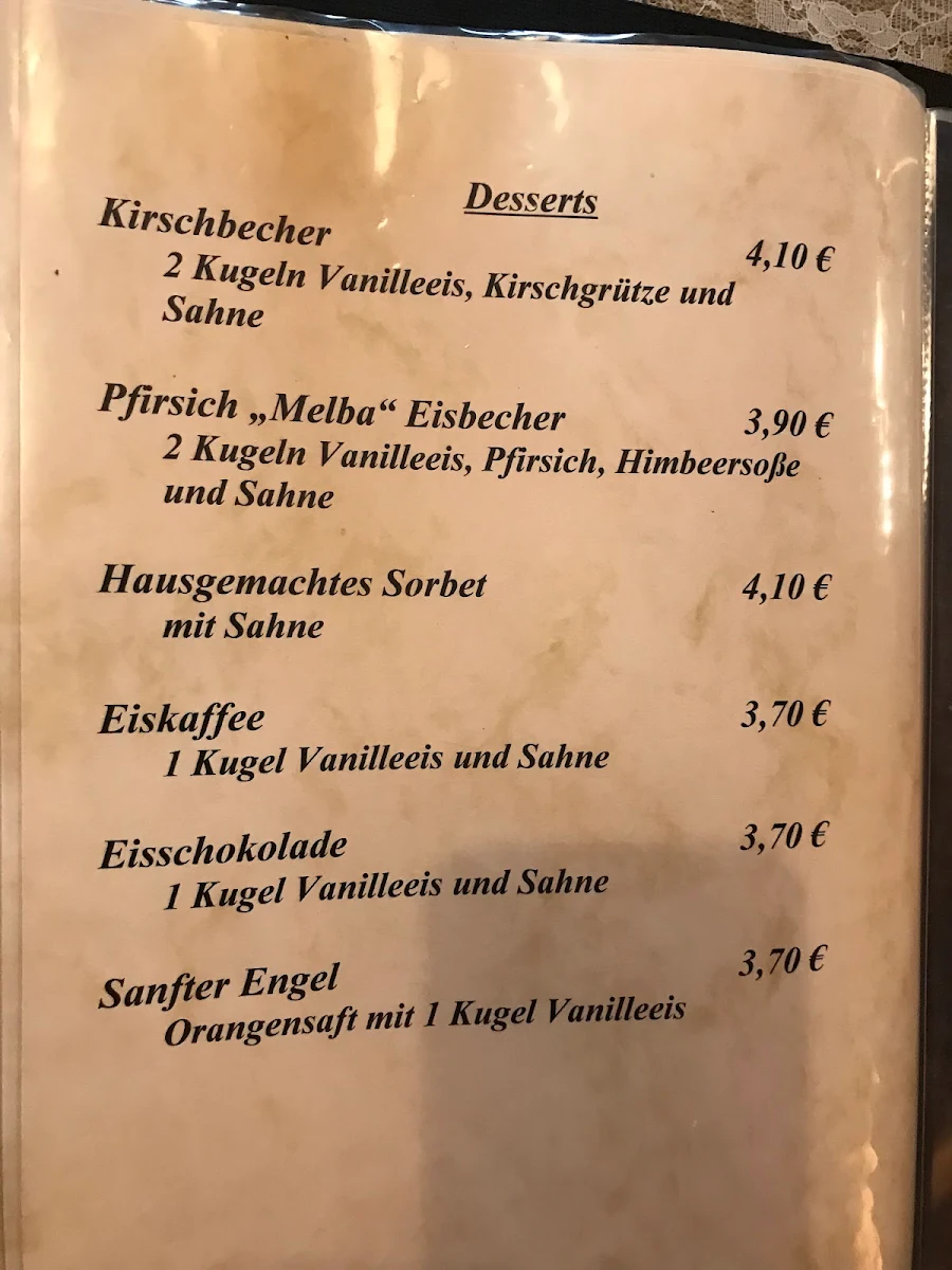 Speisekarte, Zur Deutschen Friedenseiche