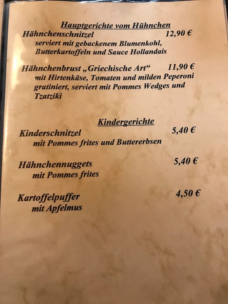 Speisekarte, Zur Deutschen Friedenseiche