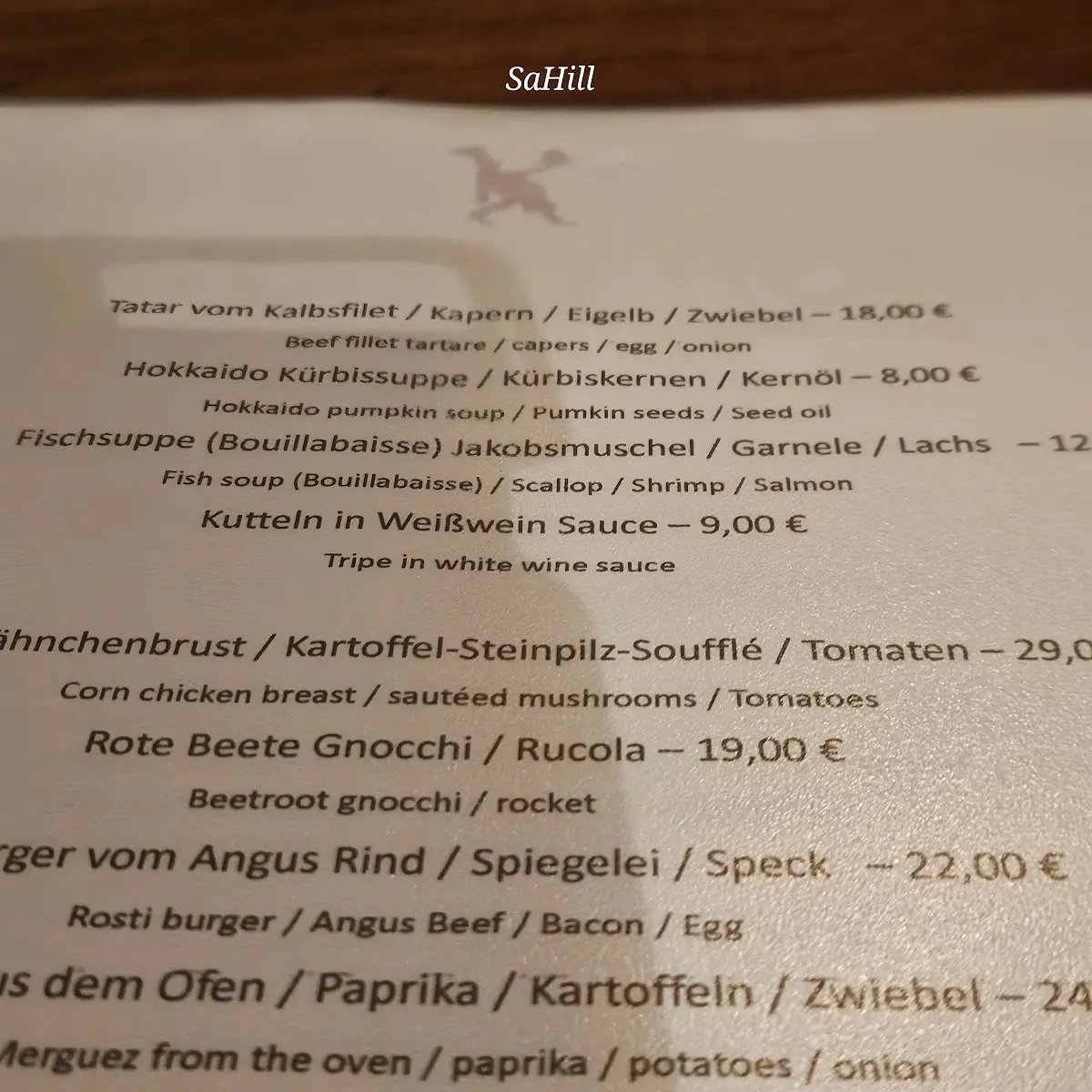 Speisekarte, Gugelhof