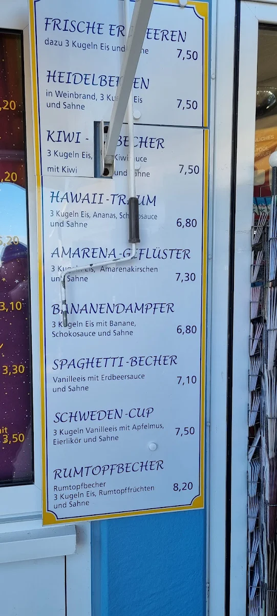 Speisekarte, Anke's Eiscafé