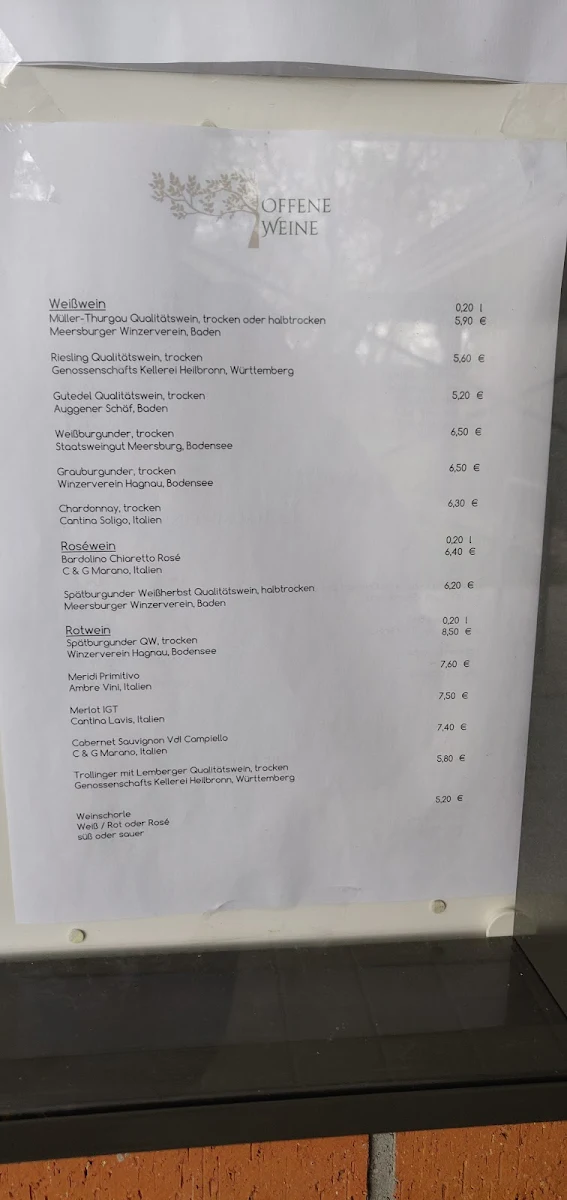 Speisekarte, Parkrestaurant Neuhausen ob Eck