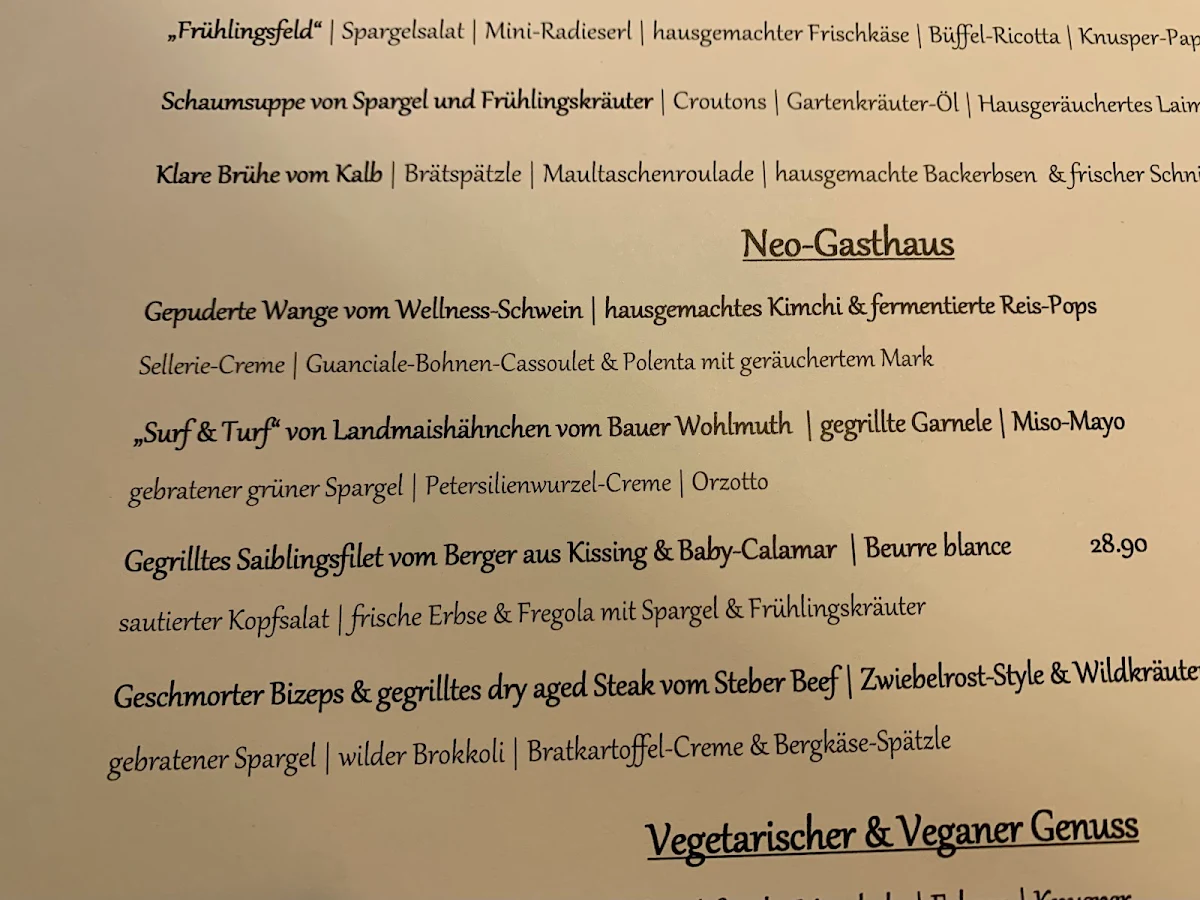 Speisekarte, Goldener Stern