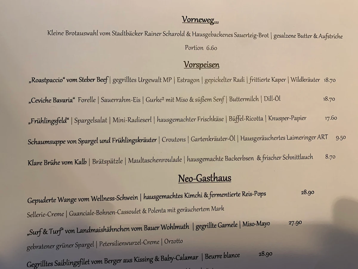 Speisekarte, Goldener Stern