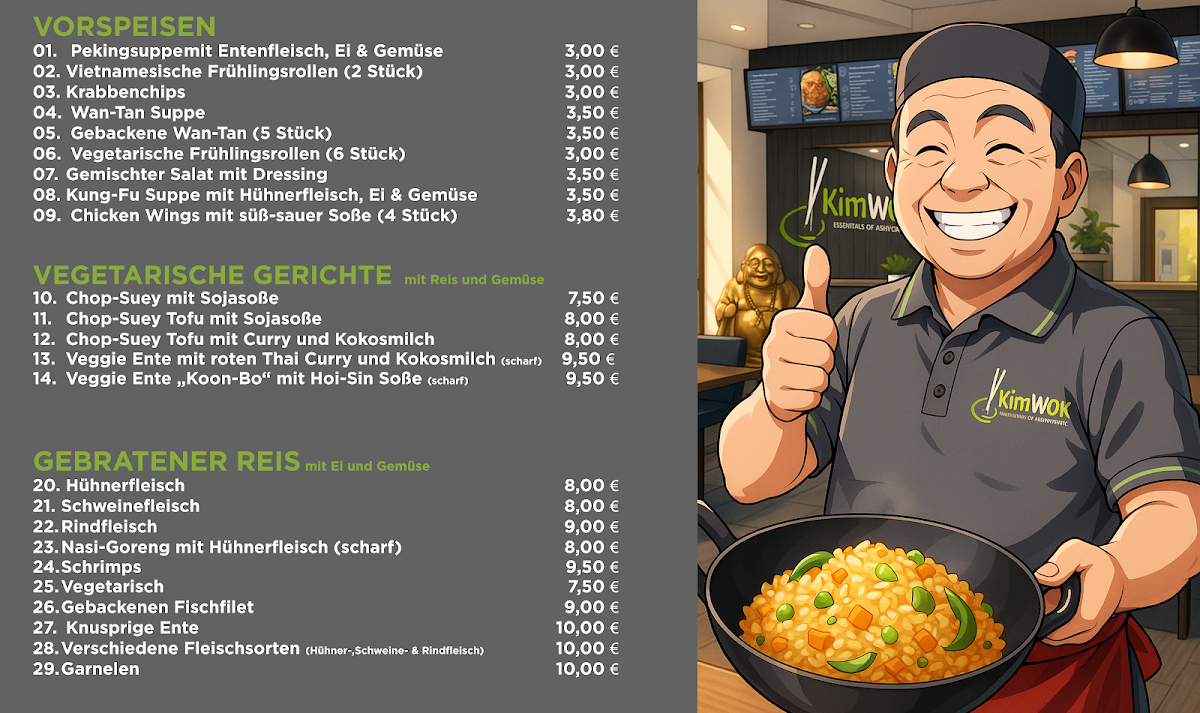 Speisekarte, Kim Wok