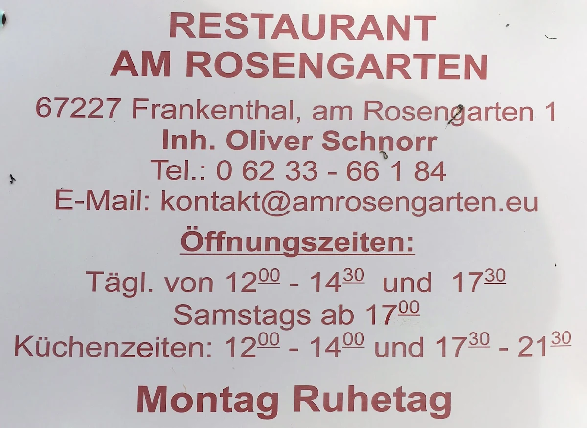 Speisekarte, Am Rosengarten