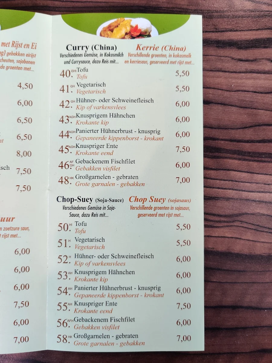 Speisekarte, wok express