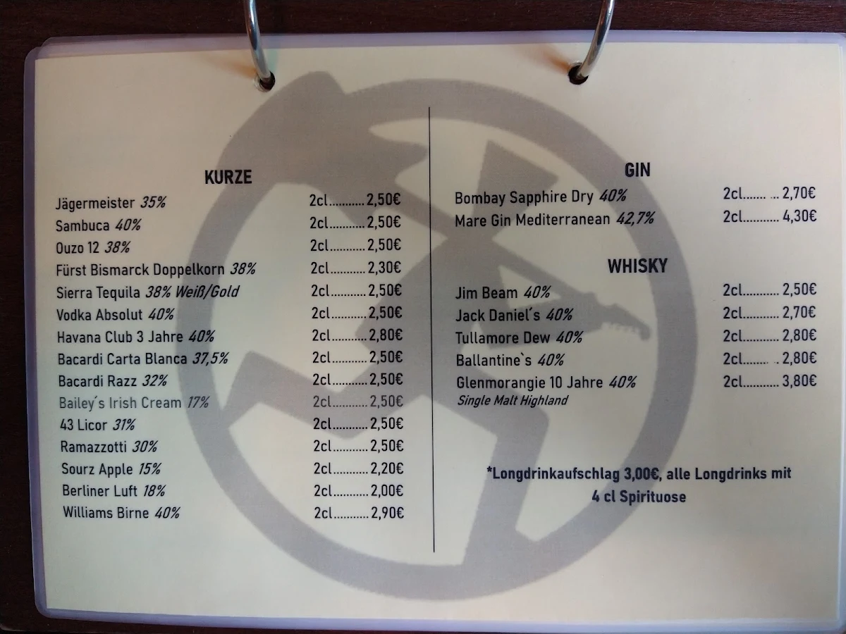 Speisekarte, Flottmann Kneipe