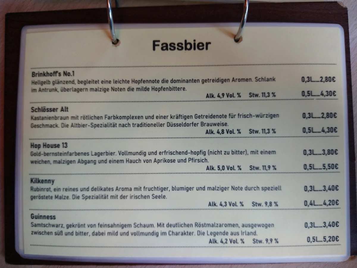Speisekarte, Flottmann Kneipe